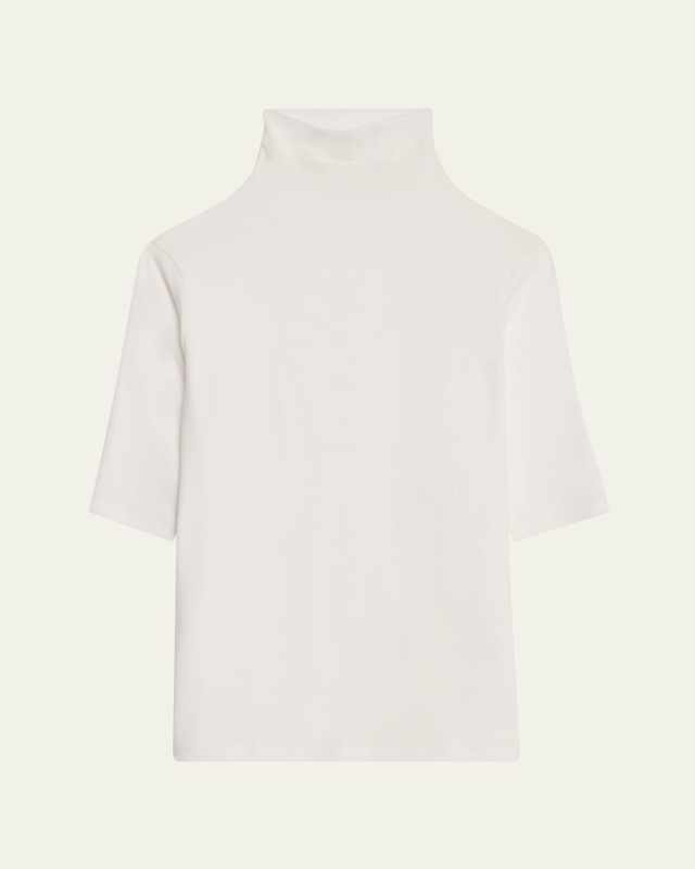 Elbow-Sleeve Turtleneck Top
